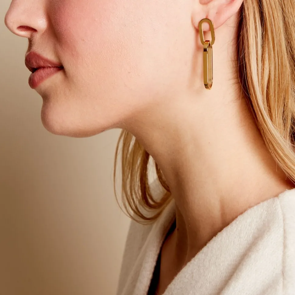 Boucles D'oreilles Pendantes Manille Acier Jaune