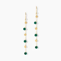 Boucles D'Oreilles Pendantes Epurea Or Jaune Malachite