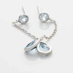Boucles D'oreilles Pendantes Brenda Or Blanc Topaze