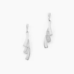 Boucles D'oreilles Pendantes Ainhoa Or Blanc Diamant