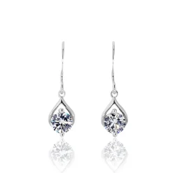 Boucles D'oreilles Pendantes Guenovera Argent Blanc Oxyde De Zirconium