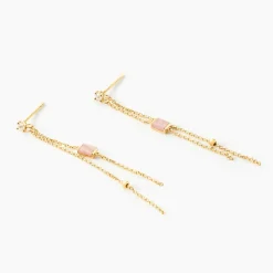 Boucles D'oreilles Pendantes Reflets Pop Or Jaune Rhodochrosite