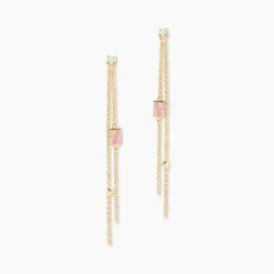 Boucles D'oreilles Pendantes Reflets Pop Or Jaune Rhodochrosite