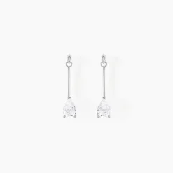 Boucles D'oreilles Pendantes Goutte Or Blanc Oxyde De Zirconium