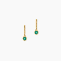 Boucles D'Oreilles Pendantes Emaria Or Jaune Emeraude