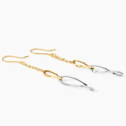 Boucles D'oreilles Pendantes Benedicte Or Bicolore