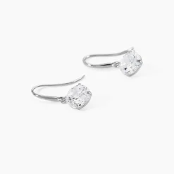 Boucles D'oreilles Pendantes Or Blanc Aedhan Oxydes