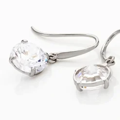 Boucles D'oreilles Pendantes Or Blanc Aedhan Oxydes