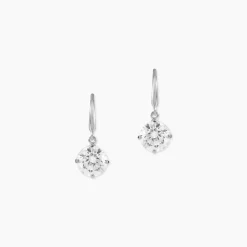 Boucles D'oreilles Pendantes Or Blanc Aedhan Oxydes