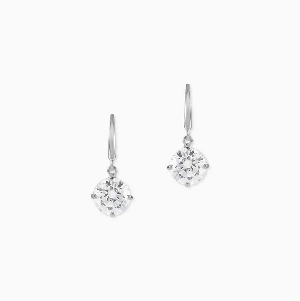 Boucles D'oreilles Pendantes Or Blanc Aedhan Oxydes