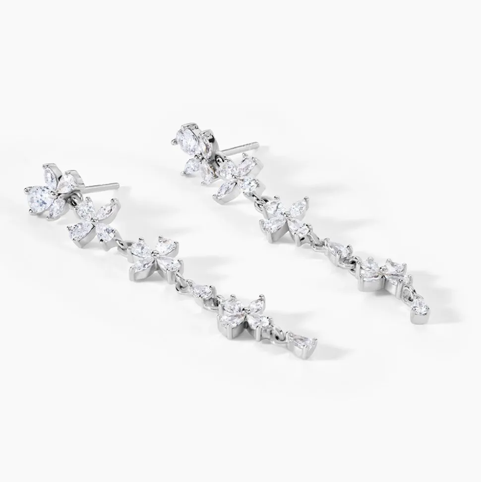 Boucles D'Oreilles Pendantes Feeria Argent Blanc Oxyde De Zirconium