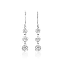 Boucles D'oreilles Pendantes Sandra Argent Blanc Oxyde De Zirconium