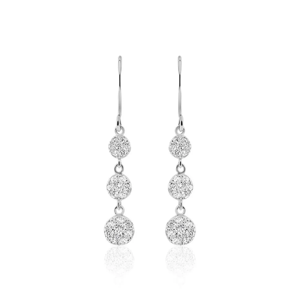 Boucles D'oreilles Pendantes Sandra Argent Blanc Oxyde De Zirconium