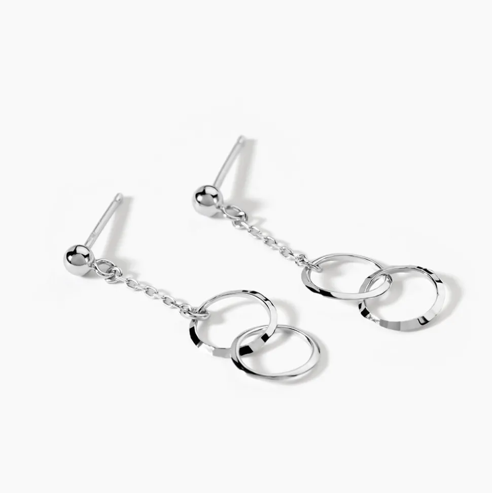 Boucles D'oreilles Pendantes Coline Argent Blanc