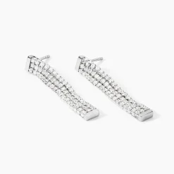Boucles D'Oreilles Pendantes Serenna Argent Blanc Oxyde De Zirconium