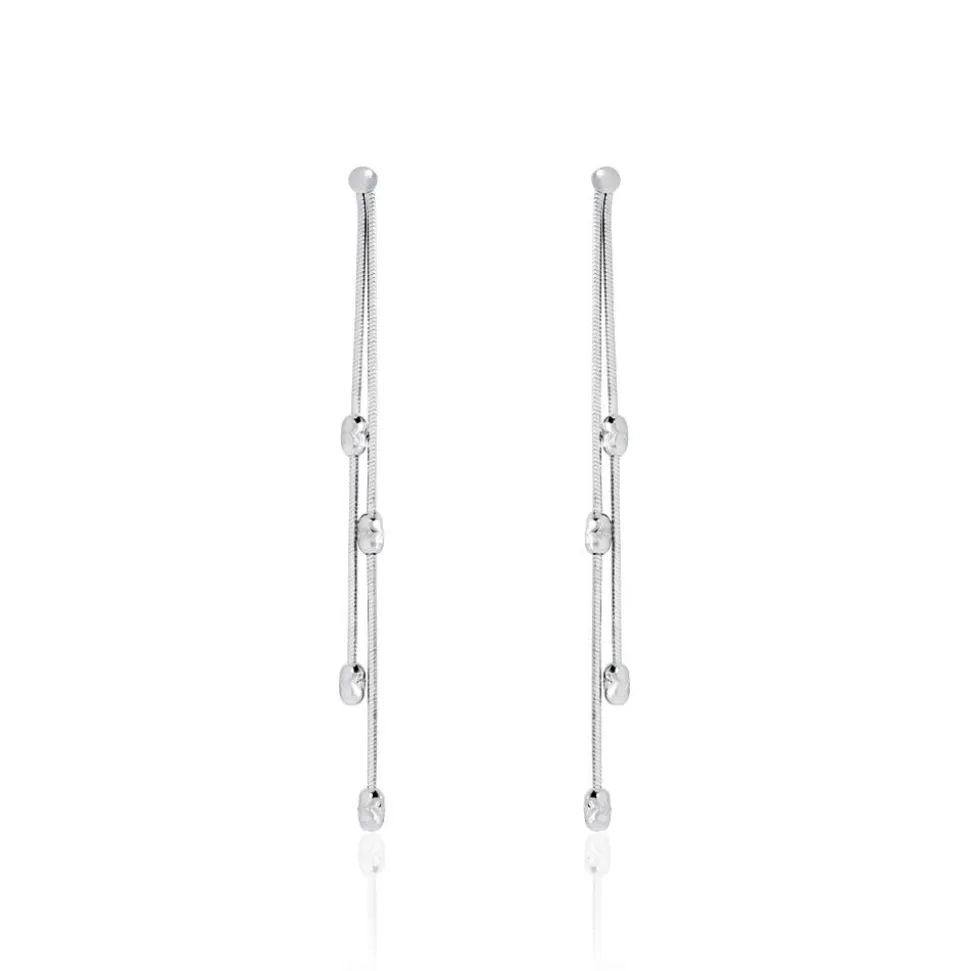 Boucles D'oreilles Pendantes Linda Argent Blanc