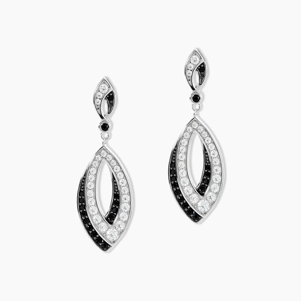 Boucles D'oreilles Pendantes Liv Argent Blanc Oxyde De Zirconium