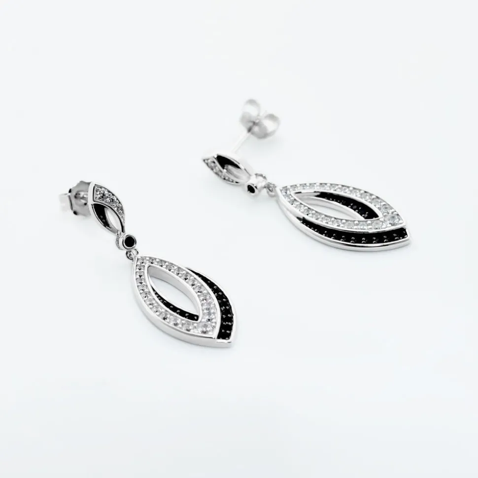 Boucles D'oreilles Pendantes Liv Argent Blanc Oxyde De Zirconium