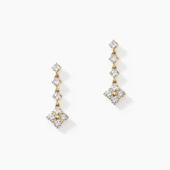 Boucles D'oreilles Pendantes Majestueuse Or Jaune Oxyde De Zirconium
