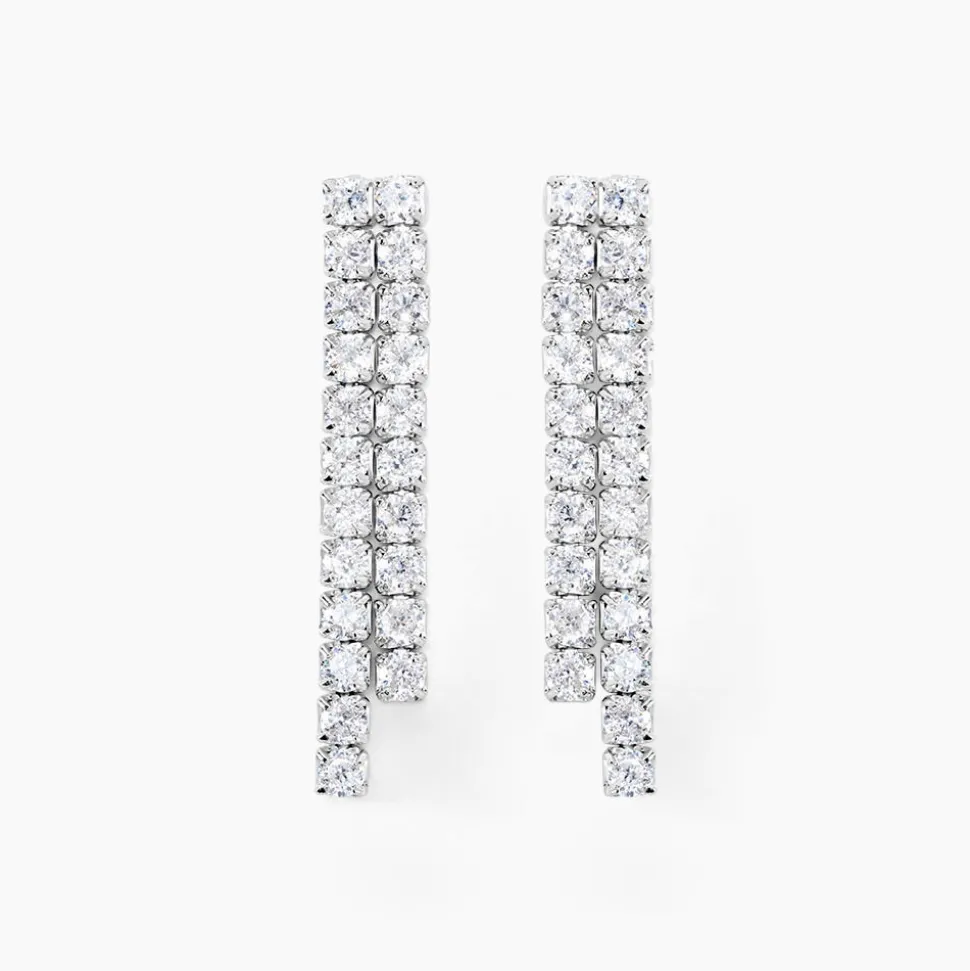 Boucles D'oreilles Pendantes Louann Argent Blanc Oxyde De Zirconium