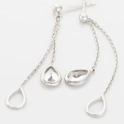 Boucles D'oreilles Pendantes Emerika Or Blanc Oxyde De Zirconium
