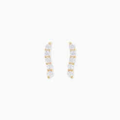 Boucles D'oreilles Pendantes Dahina Or Jaune Oxyde De Zirconium