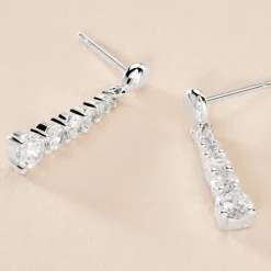 Boucles D'oreilles Pendantes Dervla Argent Rhodié Oxyde De Zirconium