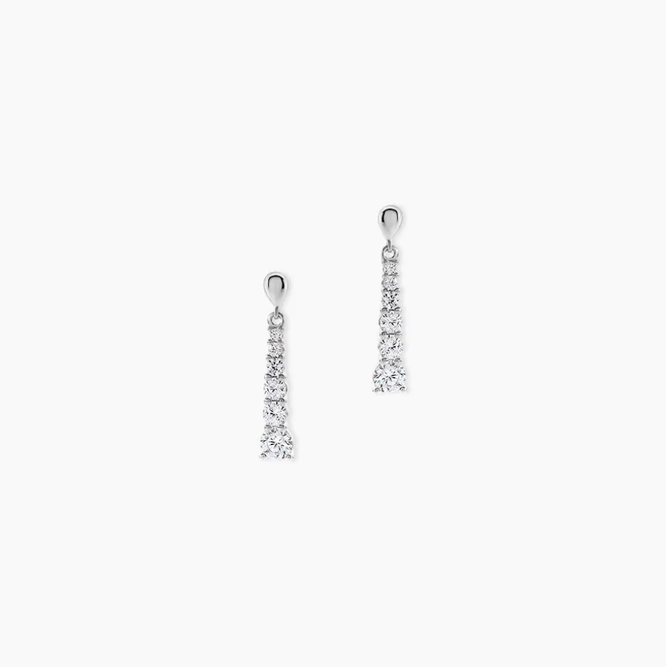 Boucles D'oreilles Pendantes Dervla Argent Rhodié Oxyde De Zirconium