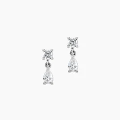 Boucles D'oreilles Pendantes Argent Blanc Braidy Oxydes De Zirconium