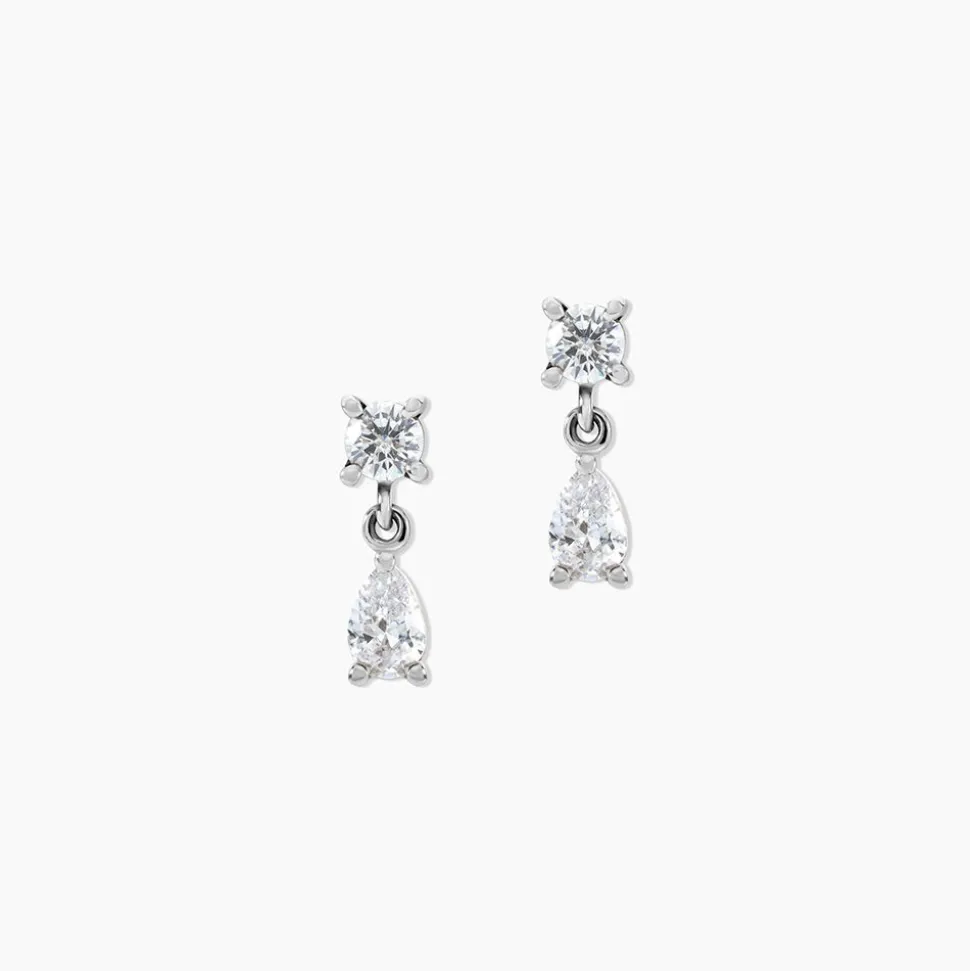 Boucles D'oreilles Pendantes Argent Blanc Braidy Oxydes De Zirconium