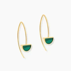 Boucles D'oreilles Pendantes Florica Or Jaune Malachite