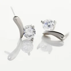 Boucles D'oreilles Pendantes April Argent Blanc Oxyde De Zirconium