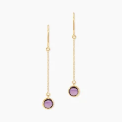 Boucles D'oreilles Pendantes Arenale Or Jaune Amethyste