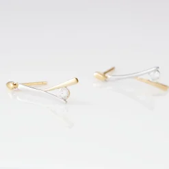 Boucles D'oreilles Pendantes Formev Or Bicolore Oxyde De Zirconium