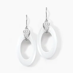 Boucles D'oreilles Pendantes Peer Argent Blanc Oxyde De Zirconium