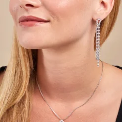 Boucles D'oreilles Pendantes Mayfair Argent Blanc Oxyde