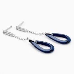 Boucles D'oreilles Pendantes Peer Argent Blanc Oxyde De Zirconium