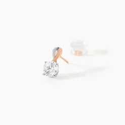 Boucles D'oreilles Pendantes Micheline Or Bicolore Oxyde De Zirconium