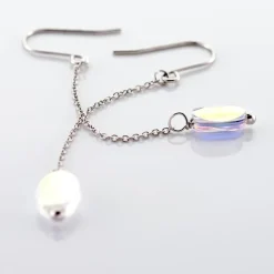 Boucles D'oreilles Pendantes Franz Argent Blanc Cristaux De Swarovski