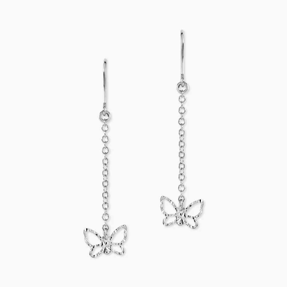 Boucles D'oreilles Pendantes Graziella Argent Blanc