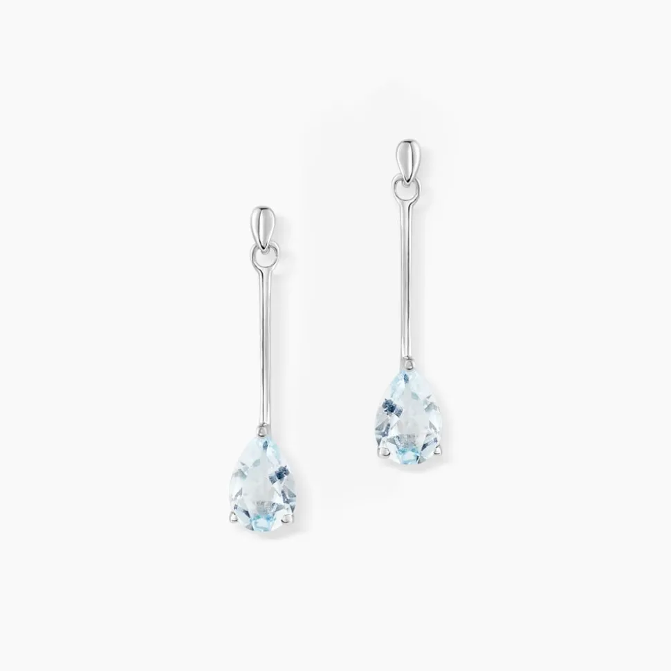 Boucles D'oreilles Pendantes Goutte Or Blanc Topaze