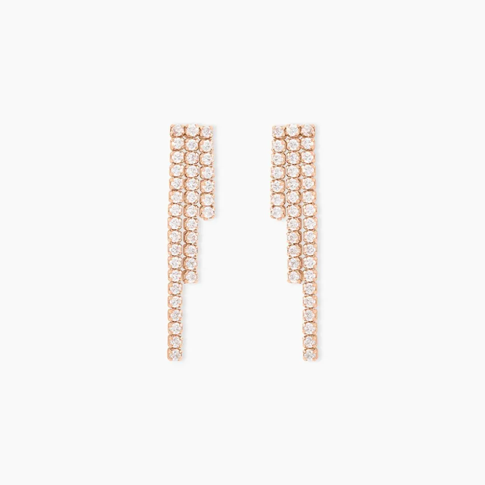 Boucles D'oreilles Pendantes Seline Argent Rose Oxyde De Zirconium