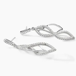 Boucles D'oreilles Pendantes Malika Argent Blanc Oxyde De Zirconium