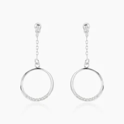 Boucles D'oreilles Pendantes Amma Argent Blanc Oxyde De Zirconium