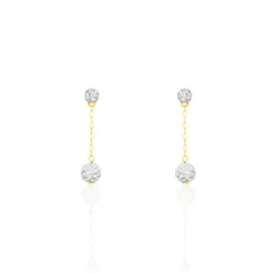 Boucles D'oreilles Pendantes Athena Or Jaune Strass