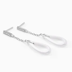 Boucles D'oreilles Pendantes Peer Argent Blanc Oxyde De Zirconium