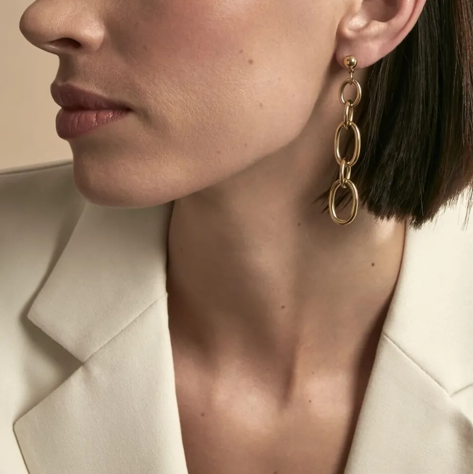 Boucles D'oreilles Pendantes Lina Acier Doré