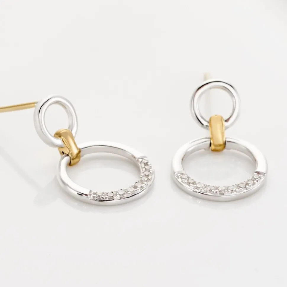 Boucles D'oreilles Pendantes Or Bicolore Nioline Diamants