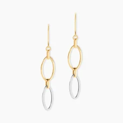 Boucles D'oreilles Pendantes Lucia Or Bicolore