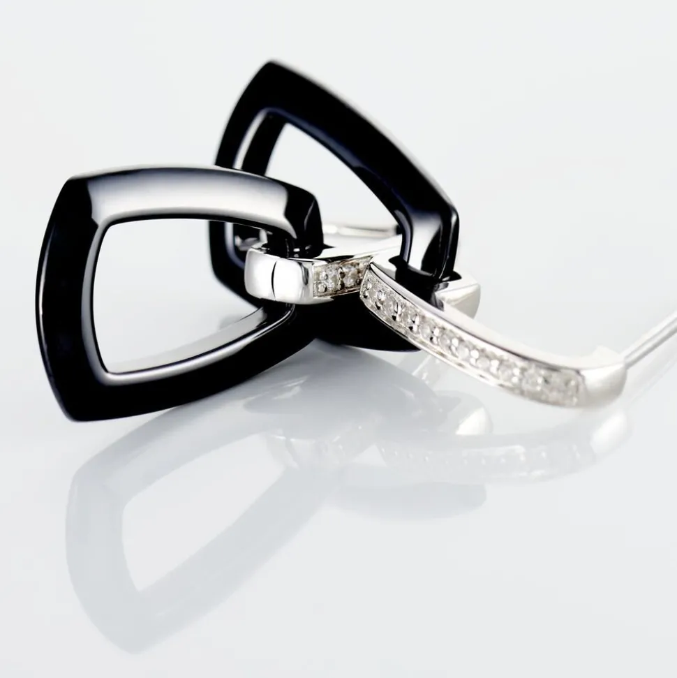 Boucles D'oreilles Pendantes Ezra Argent Blanc Céramique Et Oxyde